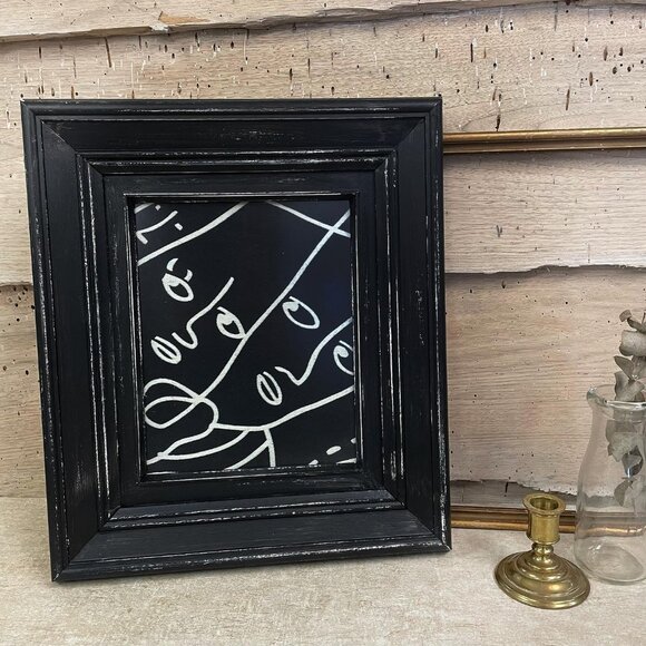Upcycled decorative wall wood frame 14"X16" - Black and white - Picture 1 of 3